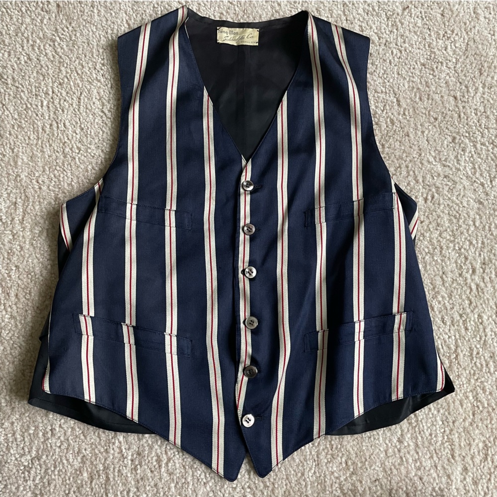 Navy, white, and red striped vest - Picture 3 of 6